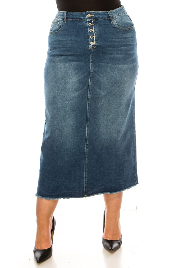 Denim Long Skirt Plus Size