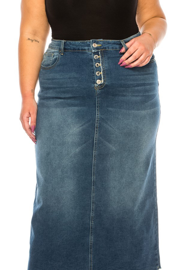 Denim Long Skirt Plus Size
