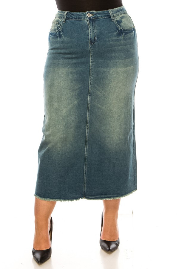 Denim Long Skirt Plus Size