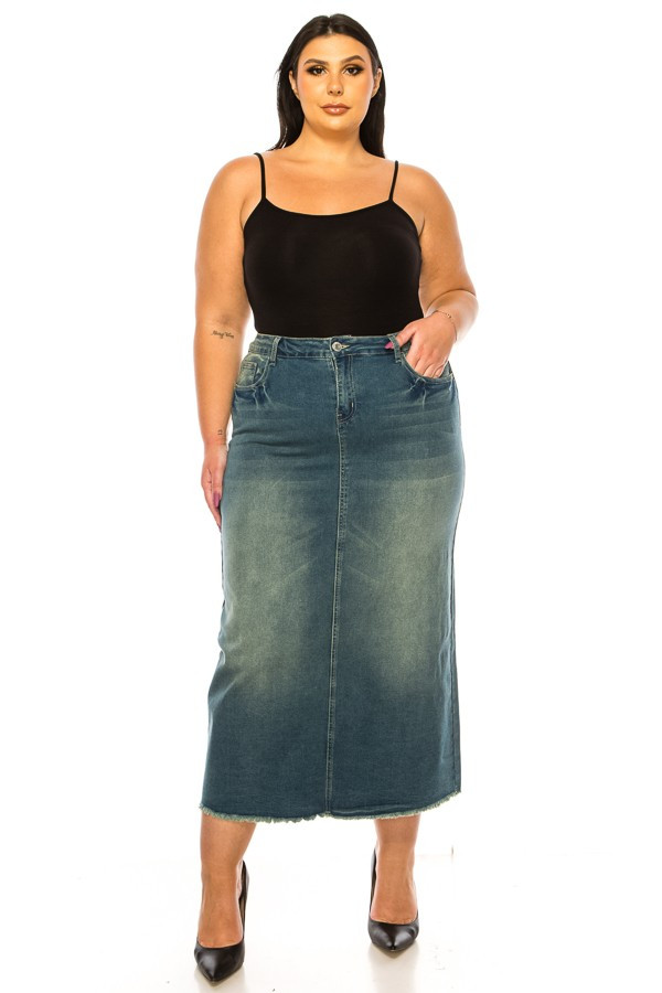 Denim Long Skirt Plus Size
