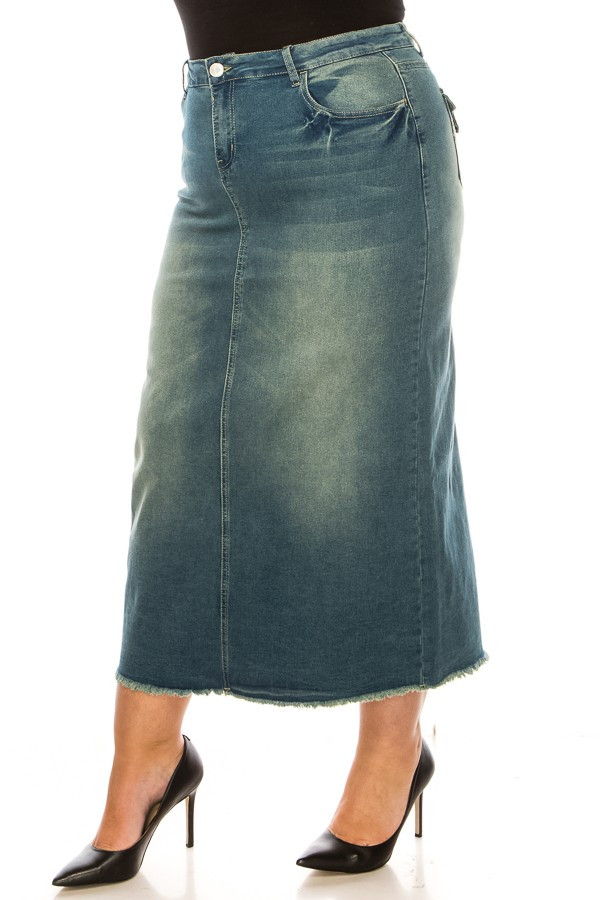 Denim Long Skirt Plus Size