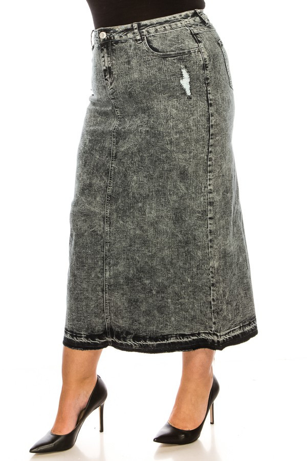 Denim Long Skirt Plus Size