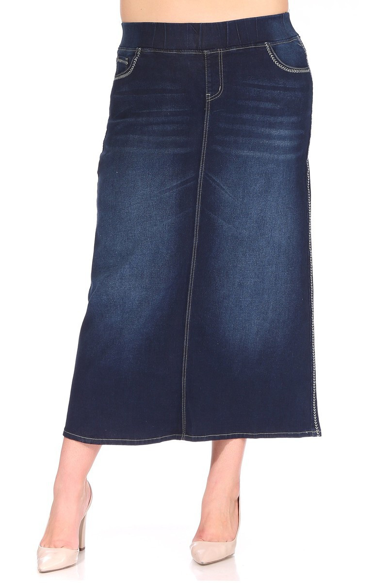 Denim Long Skirt Plus Size