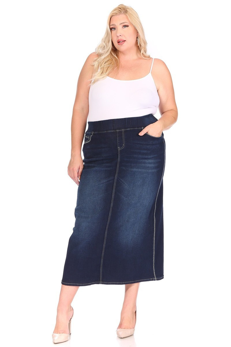 Denim Long Skirt Plus Size