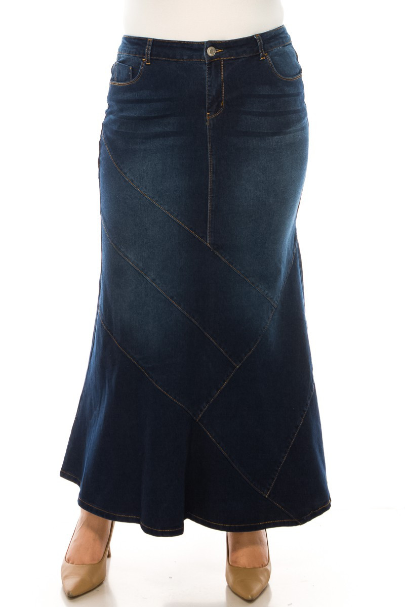 Denim Long Skirt Plus Size