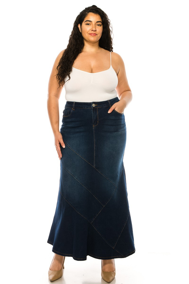 Denim Long Skirt Plus Size