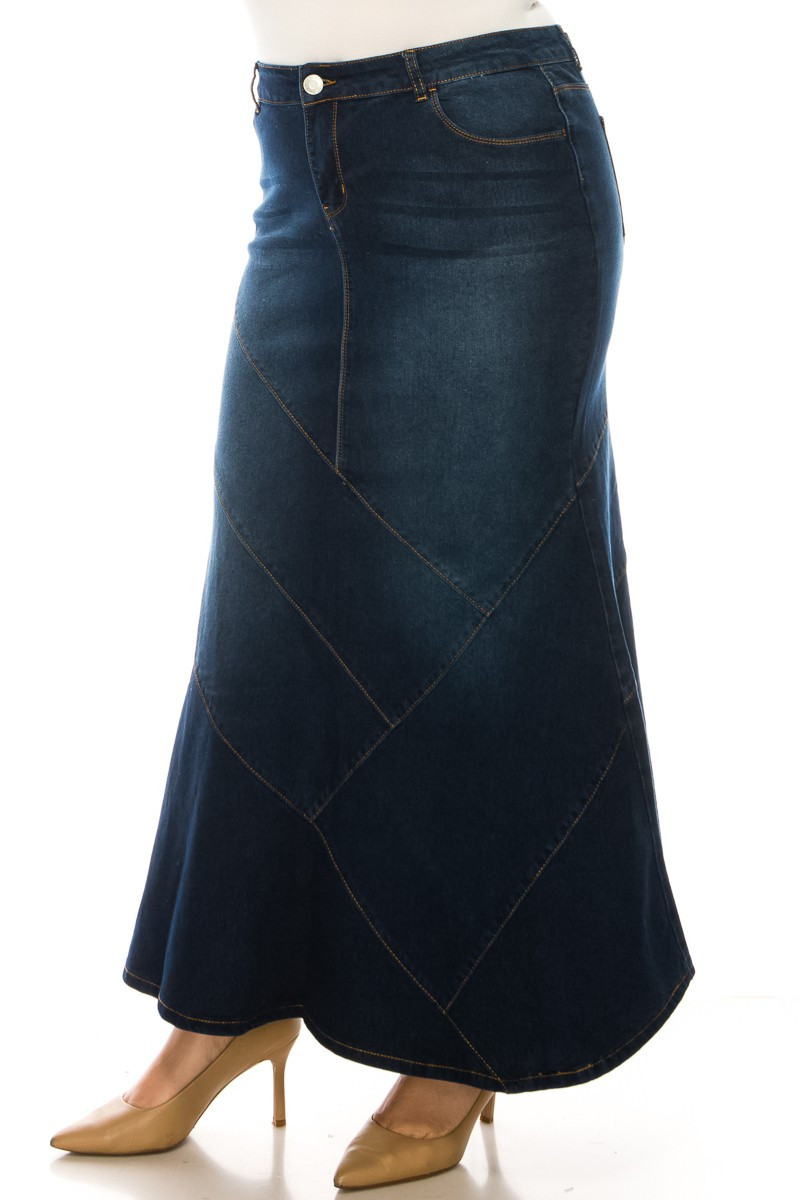 Denim Long Skirt Plus Size