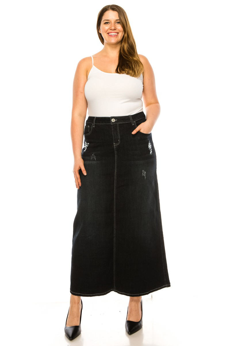 Denim Long Skirt Plus Size