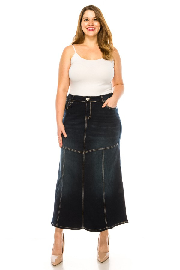 Denim Long Skirt Plus Size