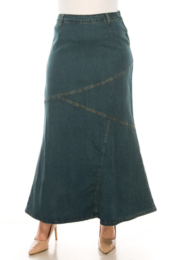 Denim Long Skirt Plus Size