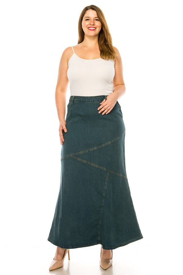 Denim Long Skirt Plus Size