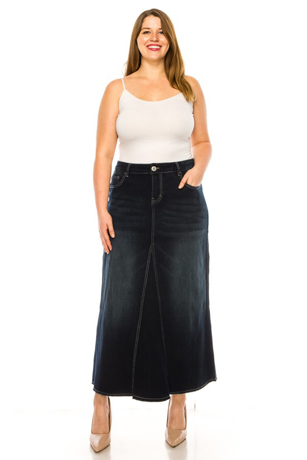 Denim Long Skirt Plus Size