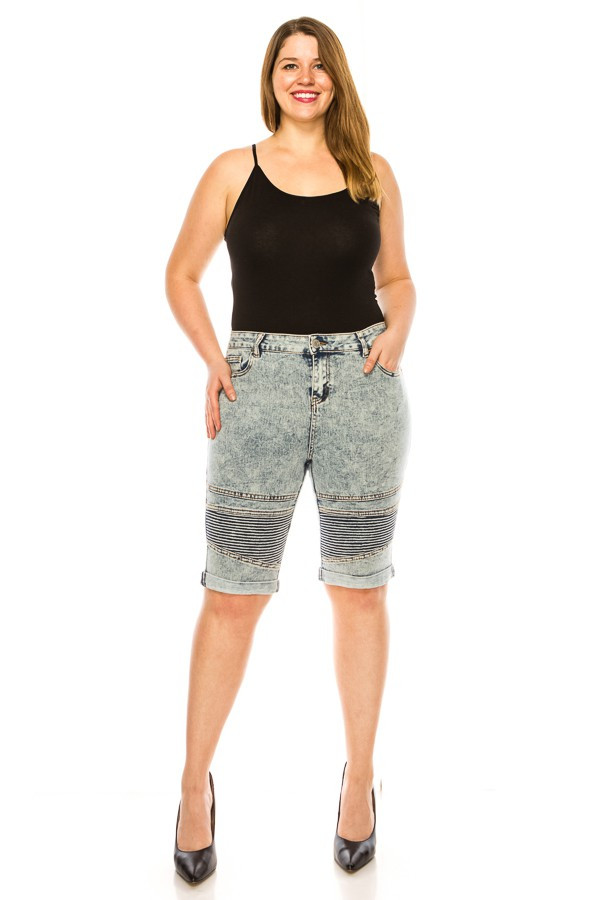 Denim Bermuda Shorts Plus Size