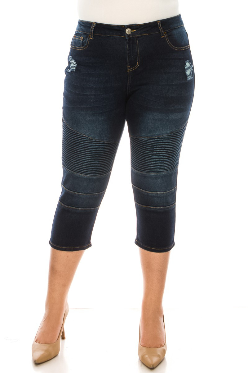 Denim Capri Plus Size