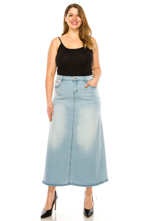 Denim Long Skirt Plus Size