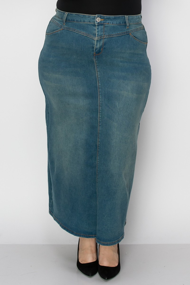 Denim Long Skirt Plus Size
