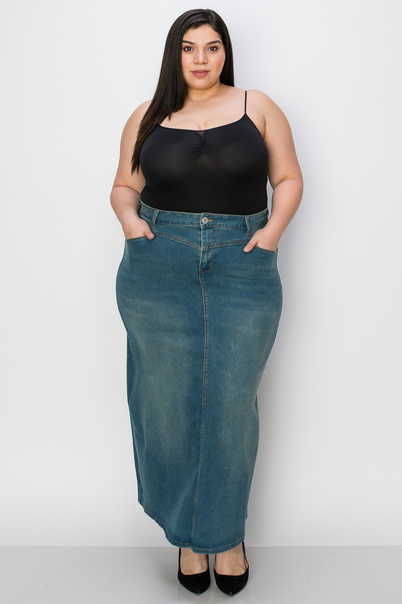 Denim Long Skirt Plus Size