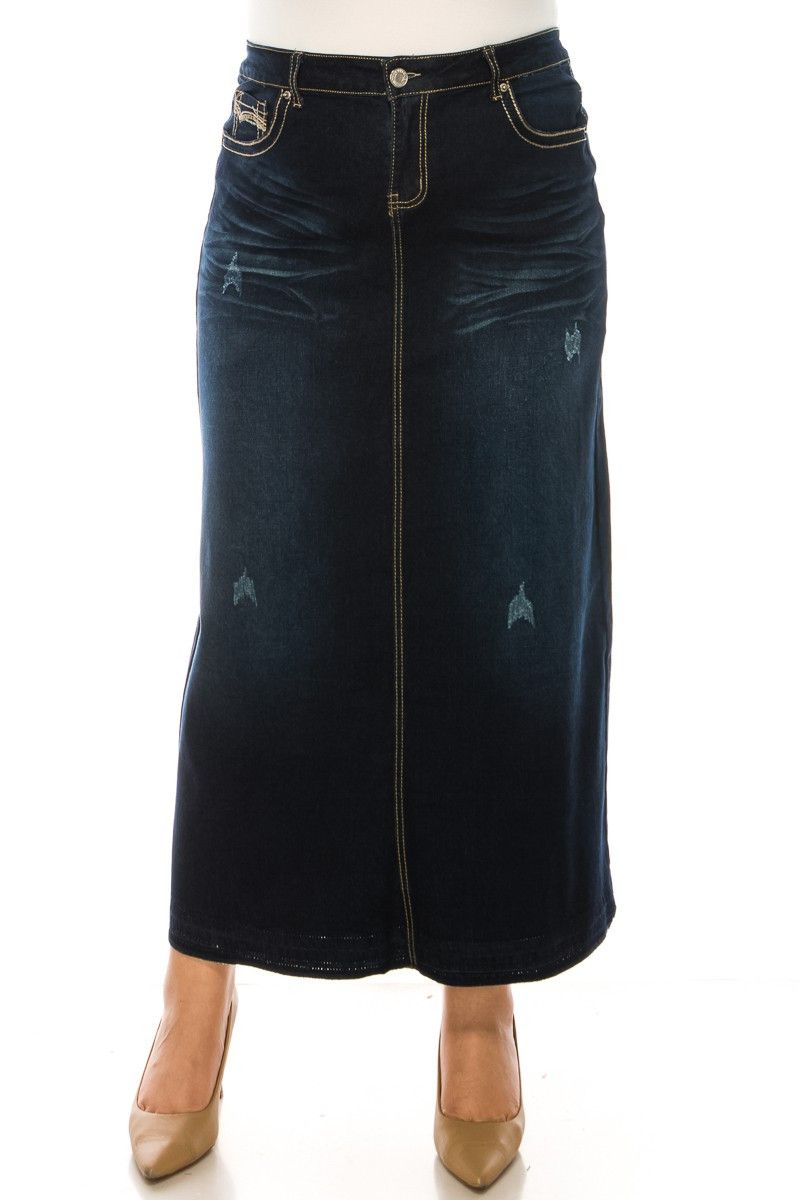 Denim Long Skirt Plus Size
