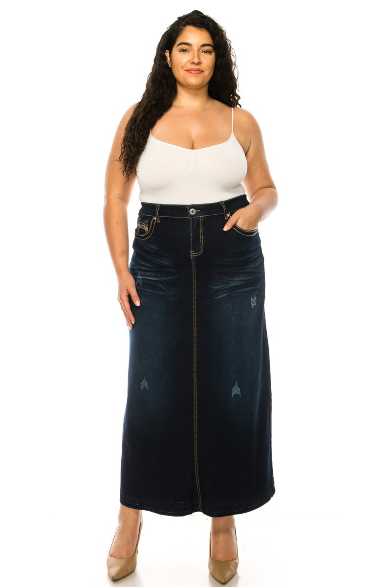 Denim Long Skirt Plus Size