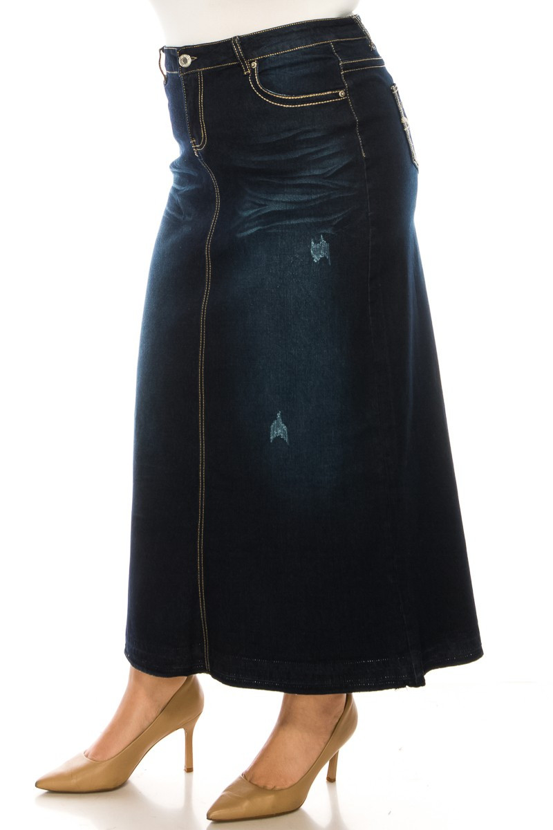 Denim Long Skirt Plus Size
