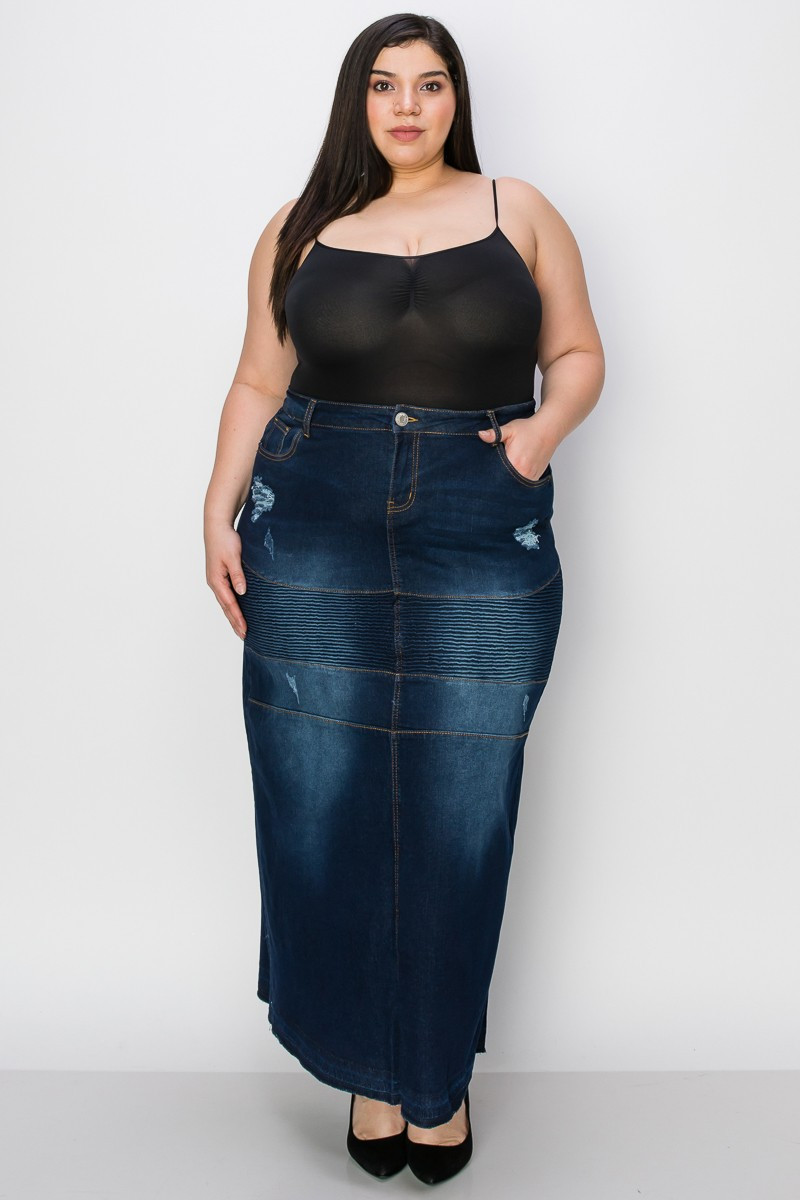 Denim Long Skirt Plus Size