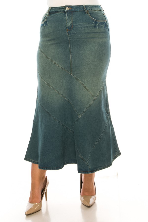 Denim Long Skirt Plus Size