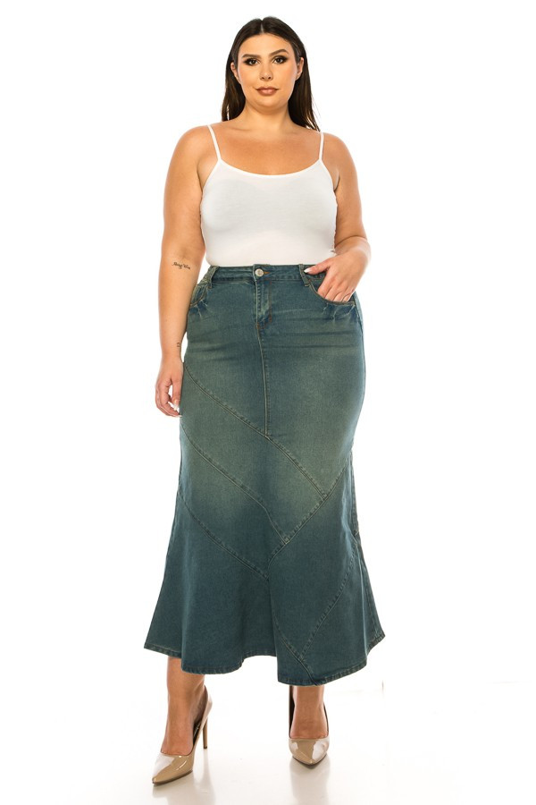Denim Long Skirt Plus Size