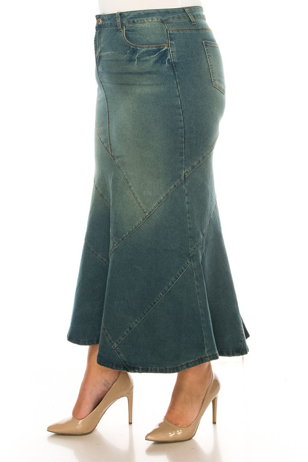 Denim Long Skirt Plus Size