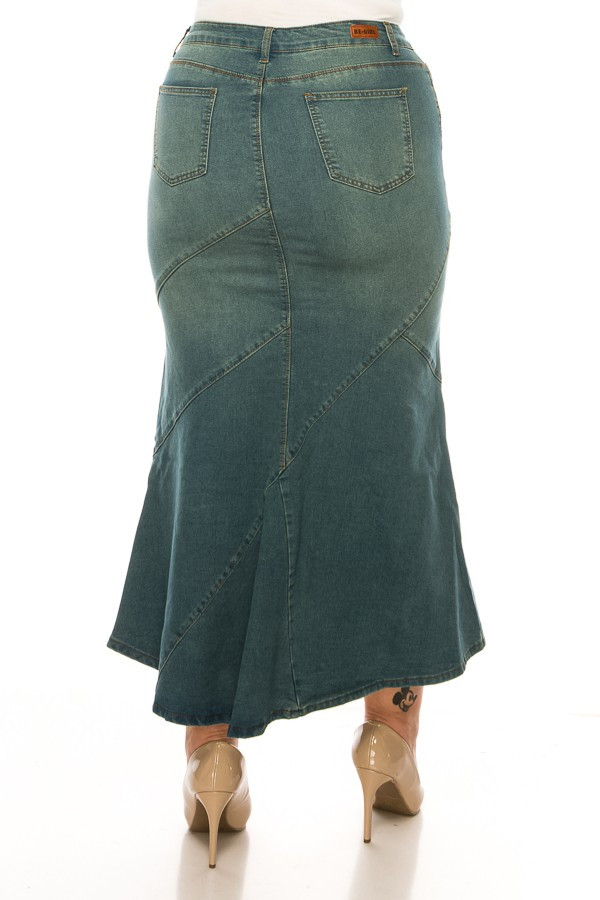 Denim Long Skirt Plus Size