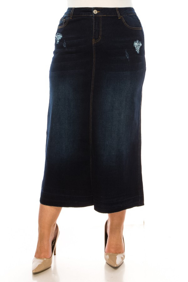 Denim Long Skirt Plus Size