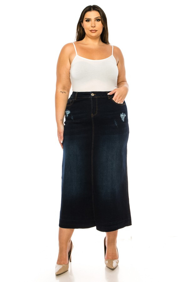 Denim Long Skirt Plus Size