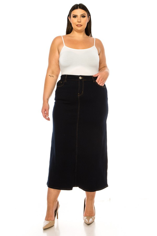 Denim Long Skirt Plus Size