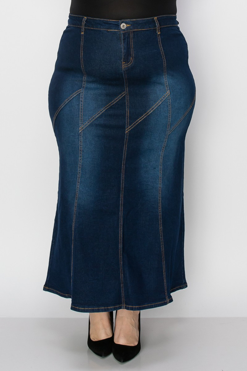 Denim Long Skirt Plus Size