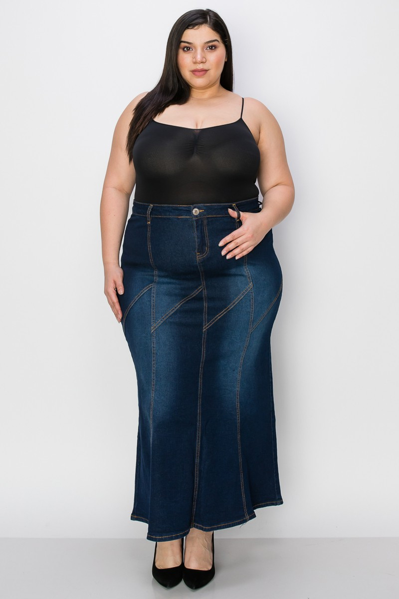 Denim Long Skirt Plus Size