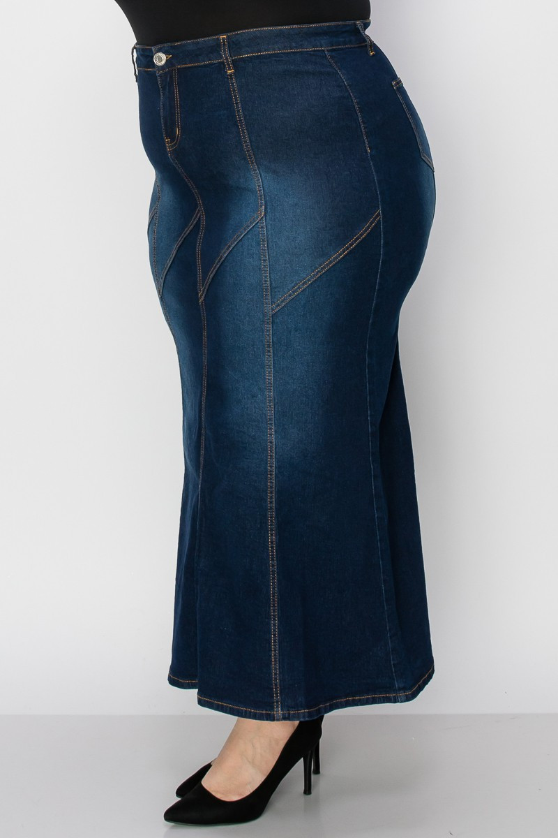 Denim Long Skirt Plus Size