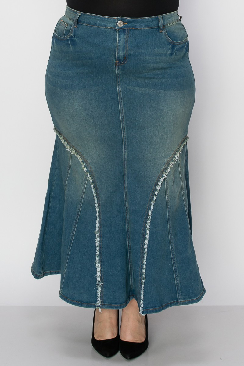 Denim Long Skirt Plus Size