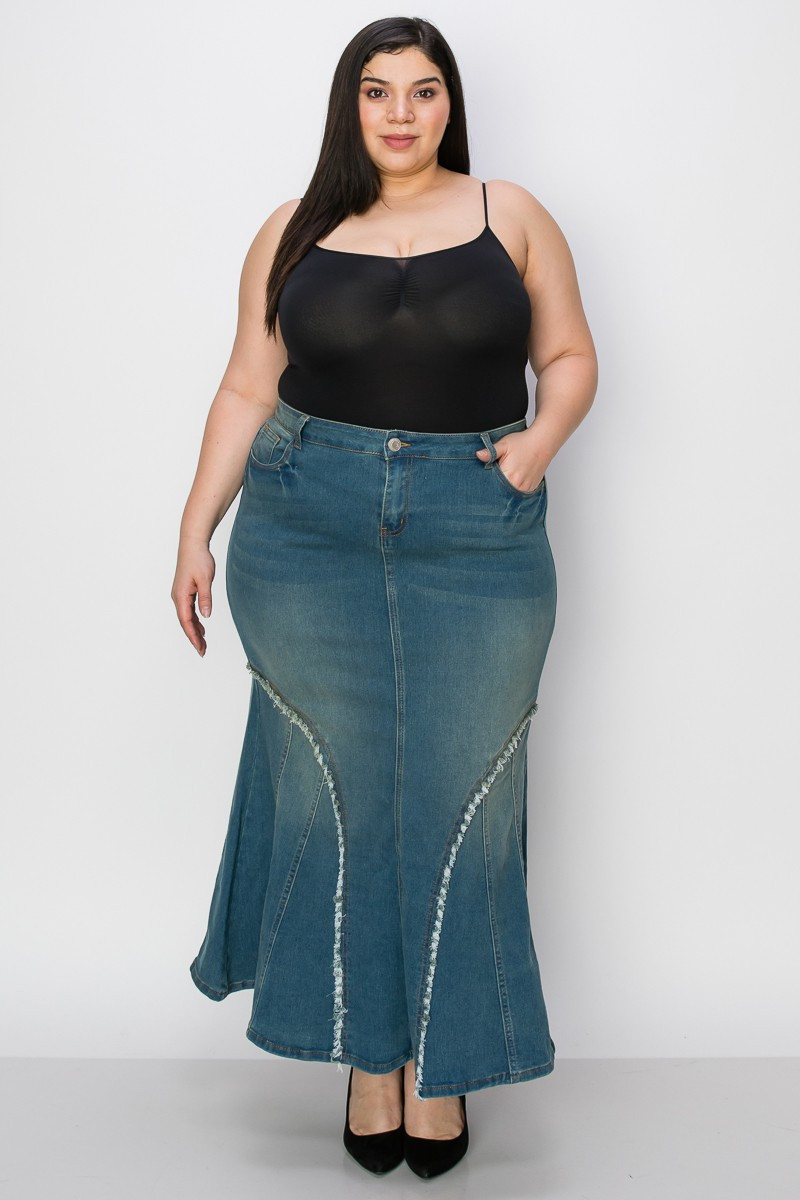 Denim Long Skirt Plus Size