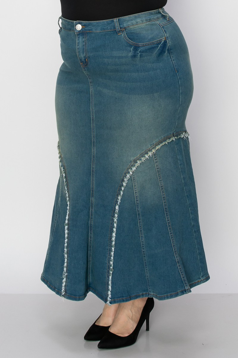 Denim Long Skirt Plus Size
