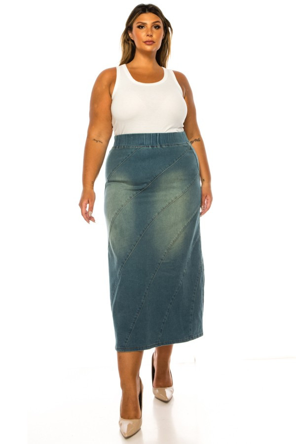 Denim Long Skirt Plus Size
