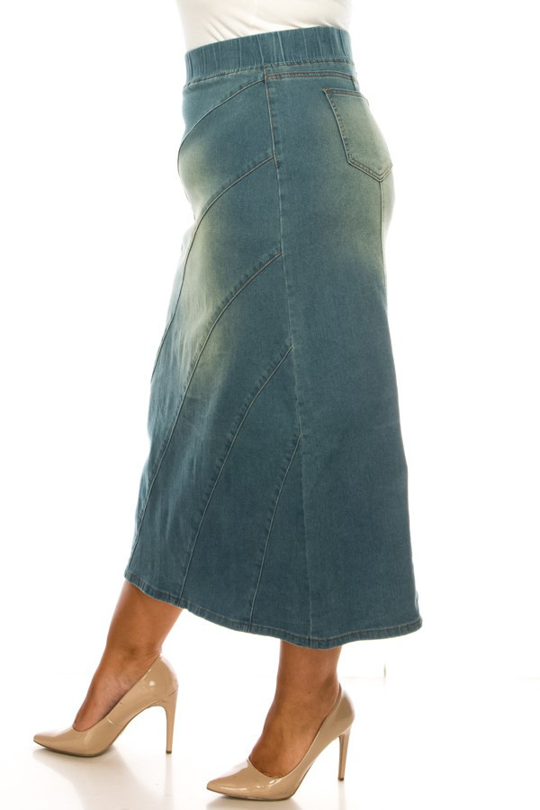Denim Long Skirt Plus Size