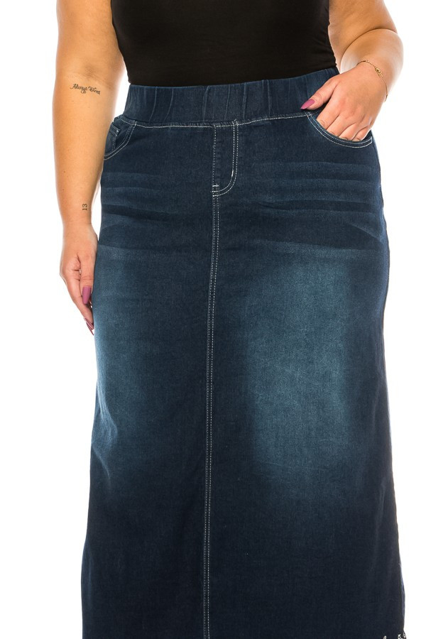 Denim Long Skirt Plus Size