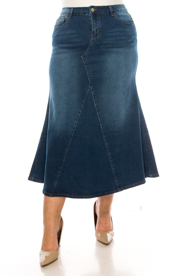 Denim Long Skirt Plus Size