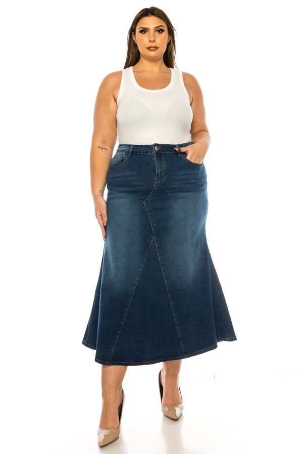 Denim Long Skirt Plus Size