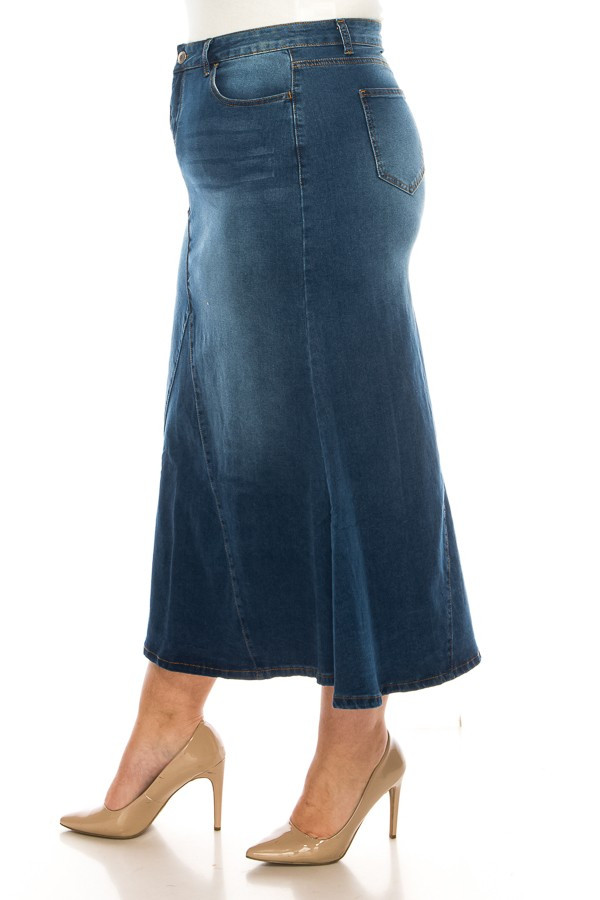 Denim Long Skirt Plus Size