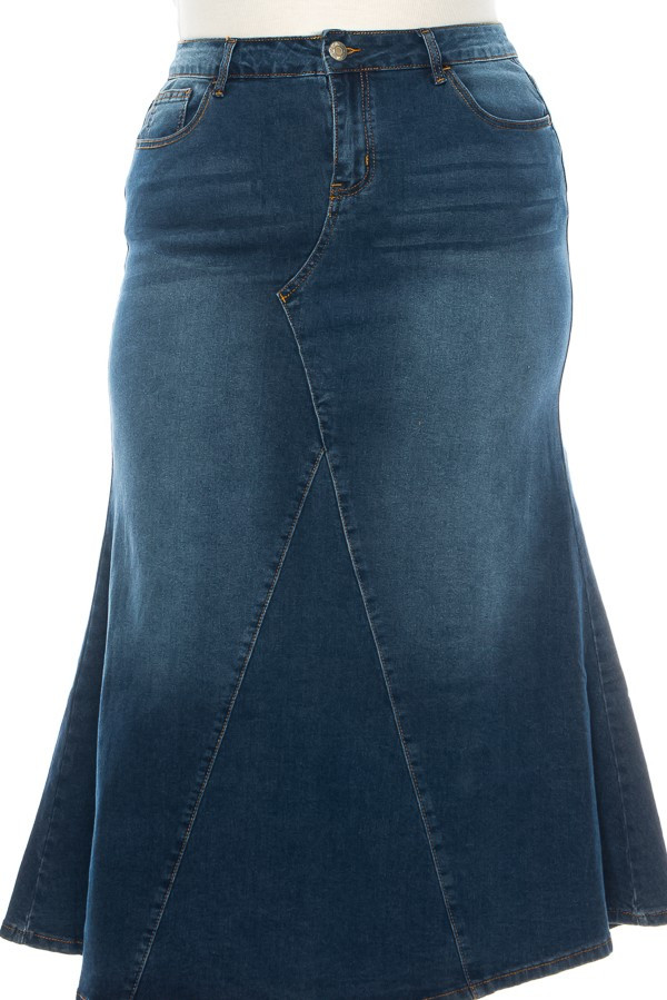 Denim Long Skirt Plus Size