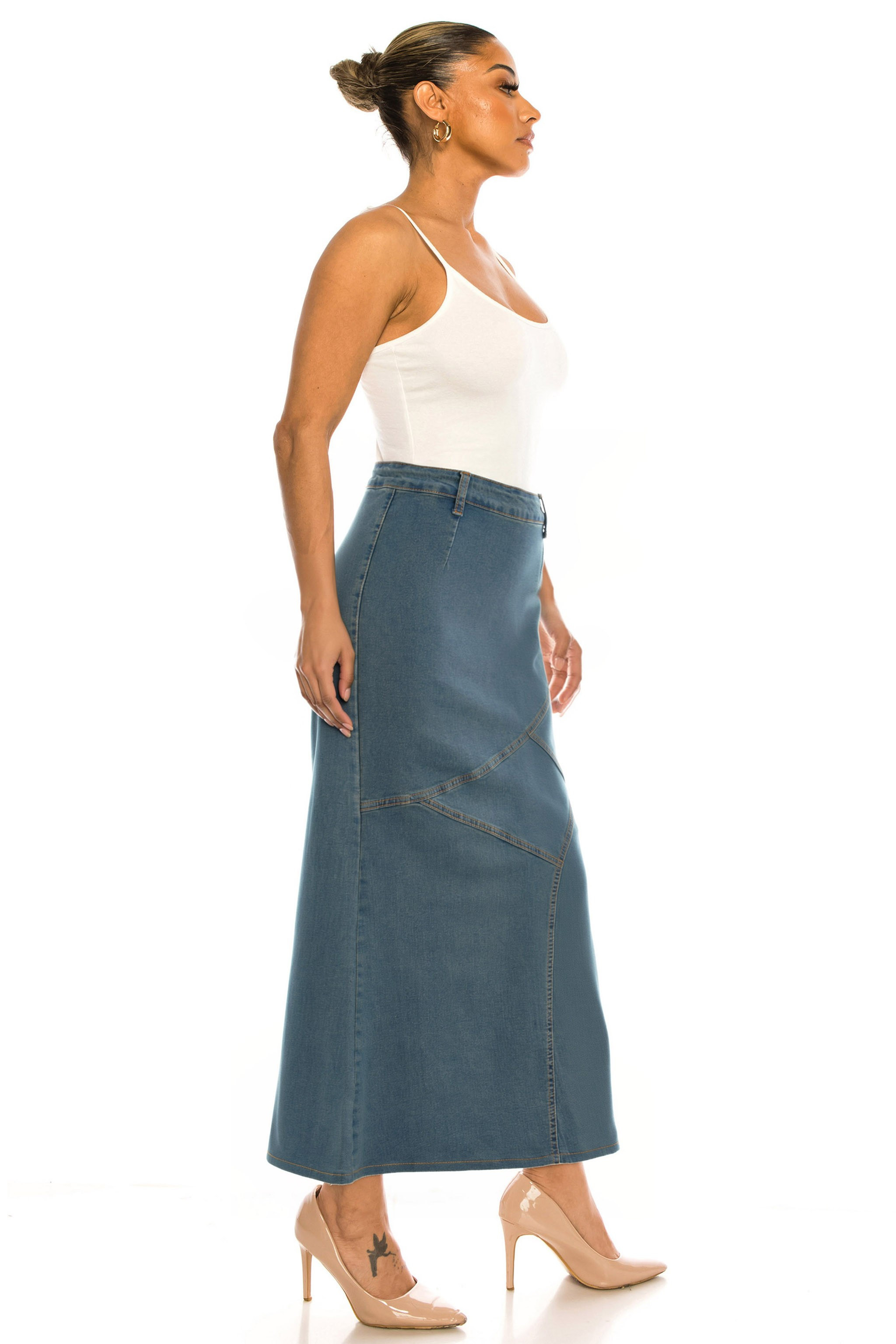 Denim Long Skirt