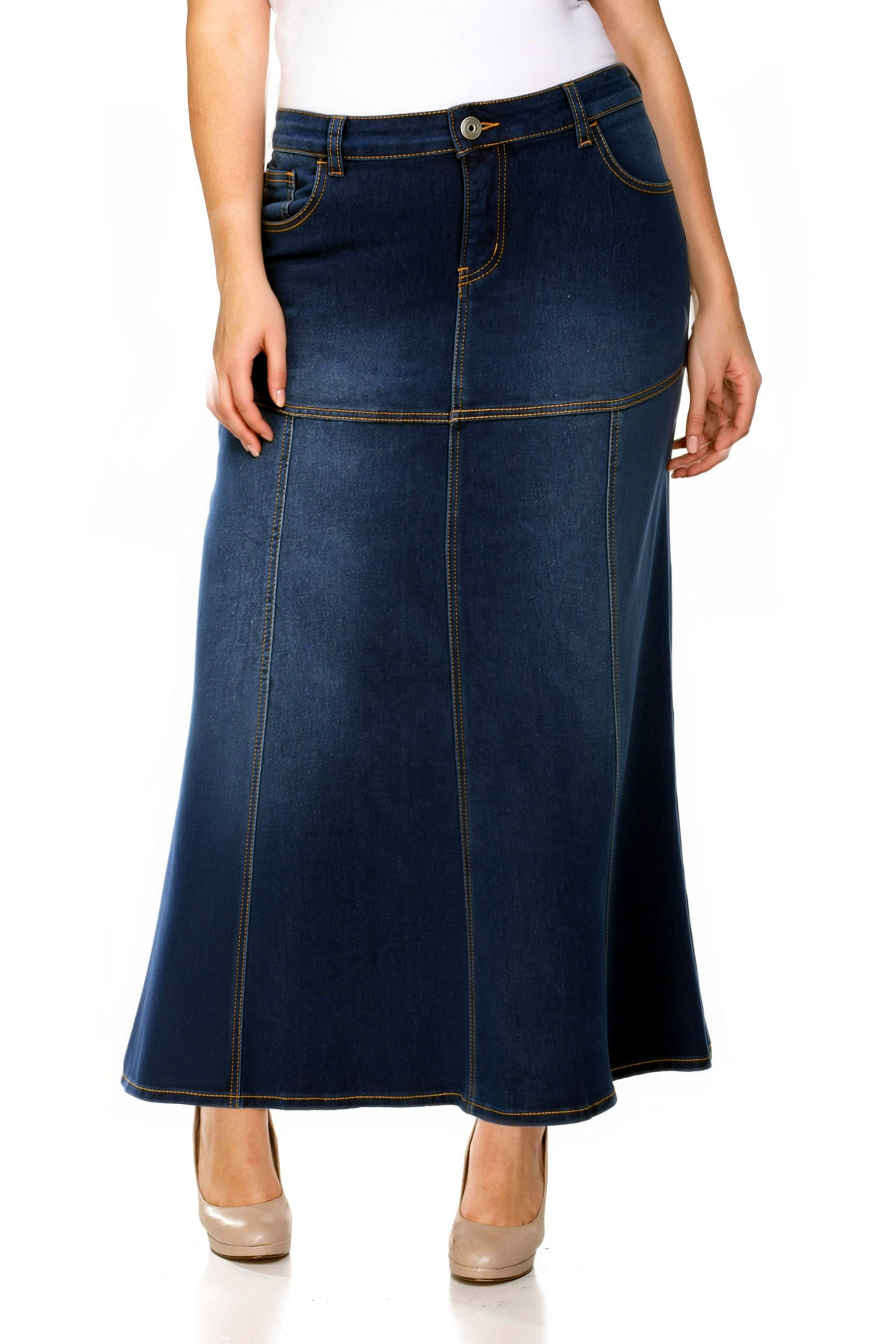 Denim Long Skirt Plus Size