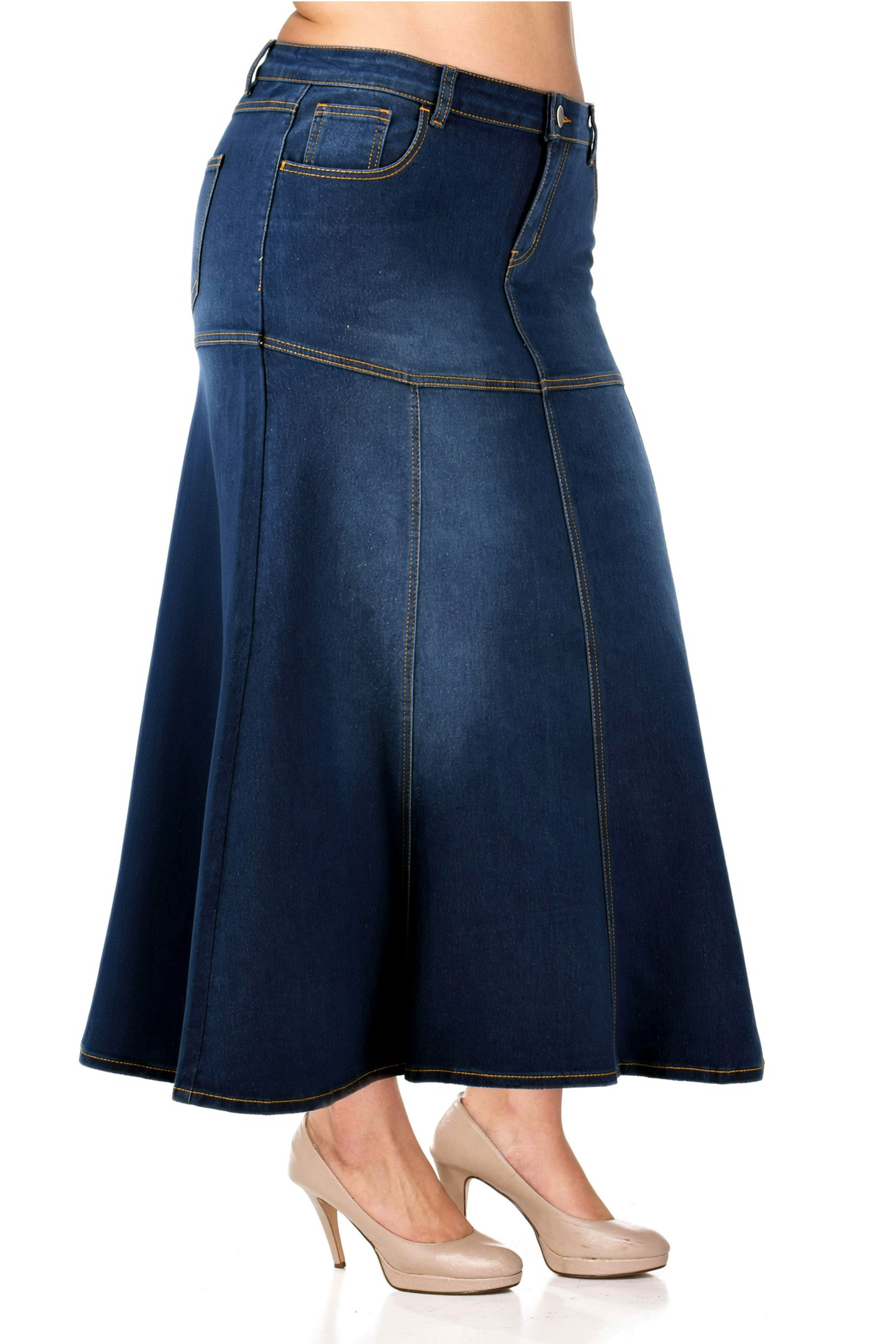Denim Long Skirt Plus Size