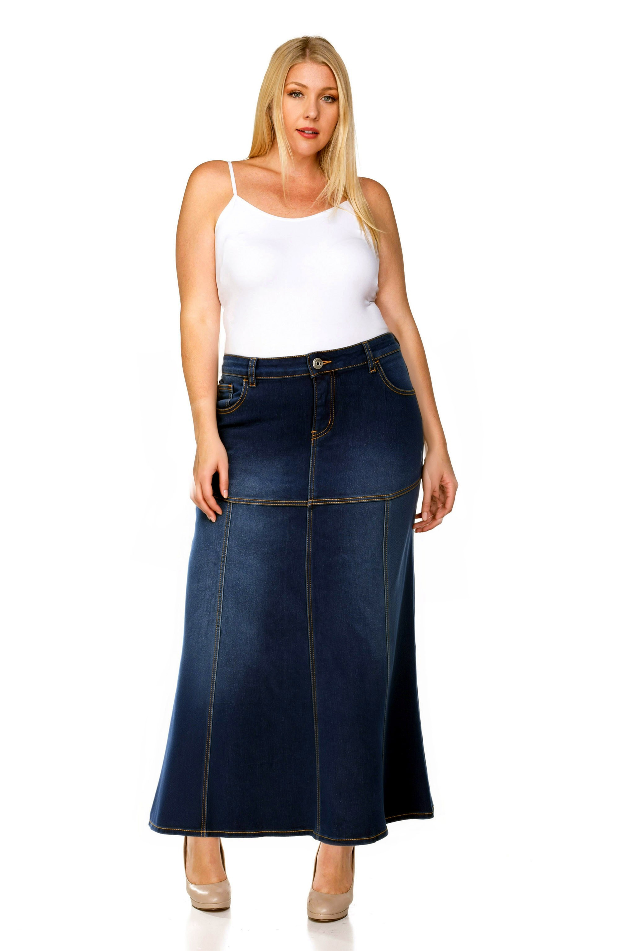 Denim Long Skirt Plus Size