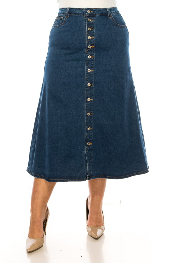 Denim Long Skirt Plus Size